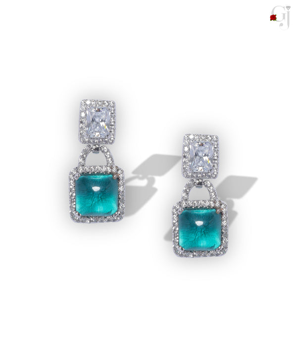 SILVER LOOK GREEN EARRINGS